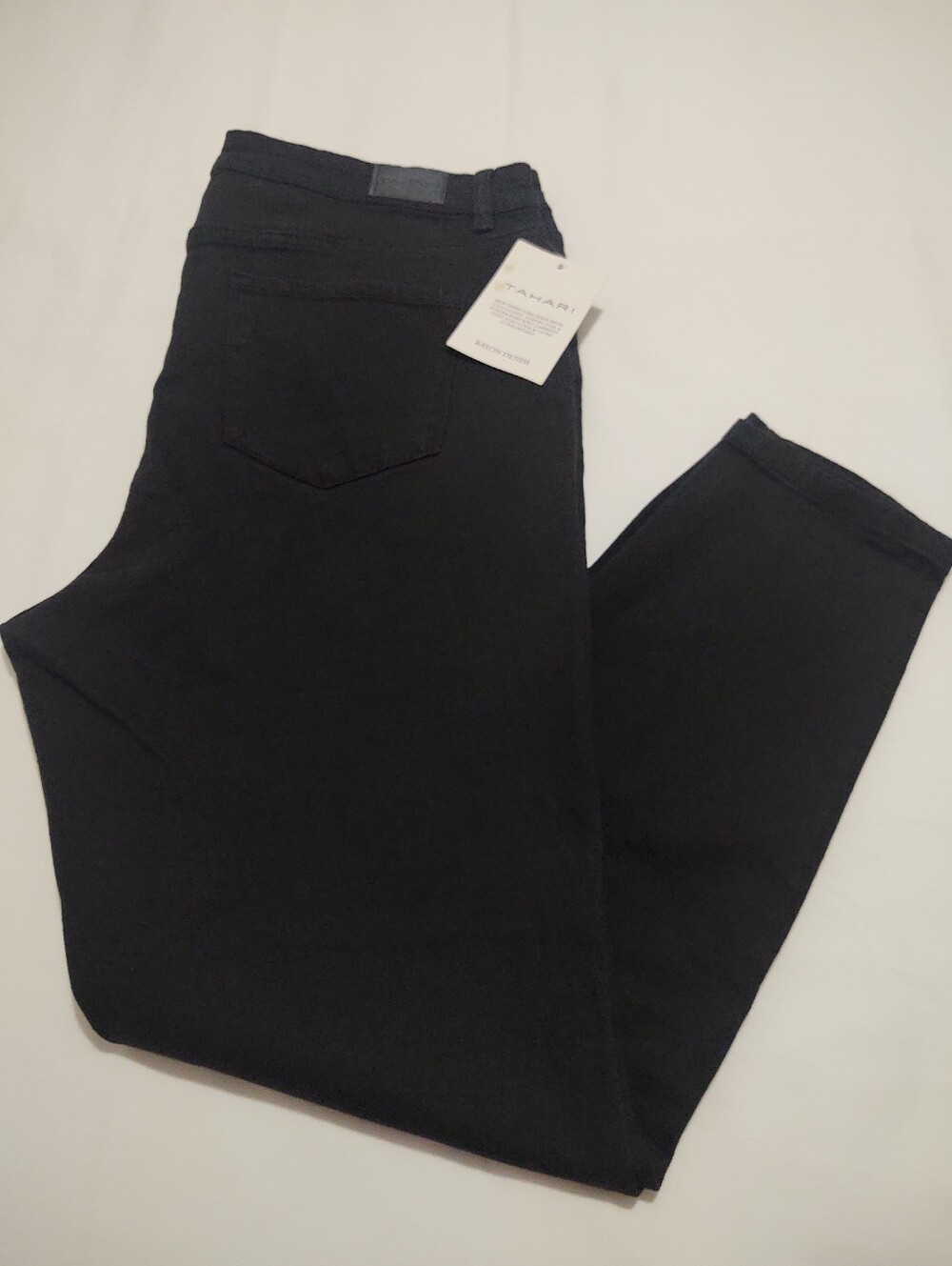 Tahari Seta Silk Denim Amelia Black Skinny Jeans - 16W